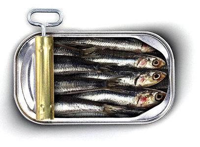 la mise en boîte des sardines permet des économies d'espace de stockage